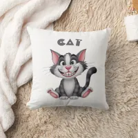 Cute funny little cat & dog throw pillow