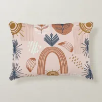 Terracotta Sunrise: Boho Harmony, Blush Pink Accent Pillow