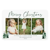 Cute Green Christmas Trees Holiday 3 Photo Magnet