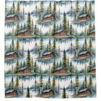 Log Cabins in the Woods Nature Lover's Shower Curtain