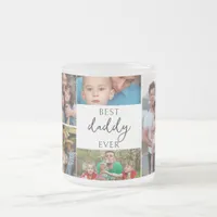 Best Daddy Ever | Father's Day 8 Photo Collage Frosted Glass Coffee Mug