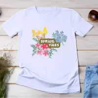 Spring Vibes Season colourful Flower & Butterflies T-Shirt