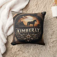 Wooden Sign Displaying Kimberly Country Theme Throw Pillow