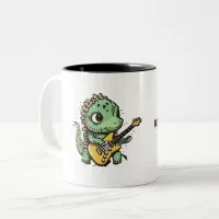 Rock & Coffee Dinosaur Rock Star Two-Tone Coffee Mug