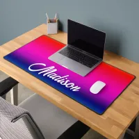 Personalize Gradient Color Sunset Blend Your Name Desk Mat