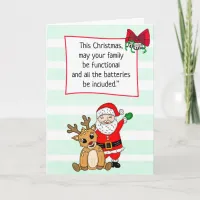 Funny Cartoon Santa and Reindeer Christmas  Card