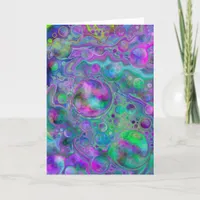 Purple, Blue and Green Marble Fluid Art Birthday Card