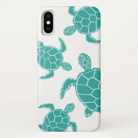 Blue White Sea Turtles iPhone X Case