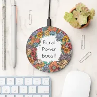 Floral Power Boost I Friend Birthday Gift Flowers Wireless Charger