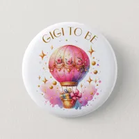 Gigi to be | Hot Air Balloon Girl's Baby Shower Button