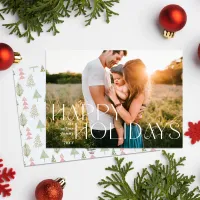 Whimsy Happy Holidays Modern Full Photo   Holiday Card