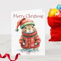 Festive Hamster in Santa Hat Christmas Card