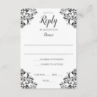 Elegant Wedding Response Card | Nadine (Black)