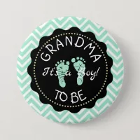 Grandma to be   Green Chevron Baby Shower button