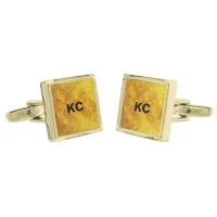 Gold Abstract Pattern Gold Plated Square Cufflinks