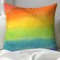 Watercolor Rainbow Throw Pillow