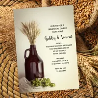 Growler, Hops and Wheat Brewery Rehearsal Dinner  Invitation