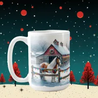 Beautiful Horse on a Christmas Farm Coffee Mug