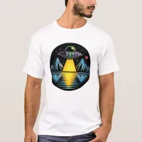 Retro UFO in the Mountains Reflecting in the Water T-Shirt