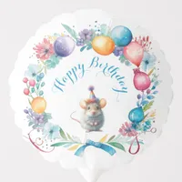 Cute Mouse Wearing a Party Hat Sticker Balloon