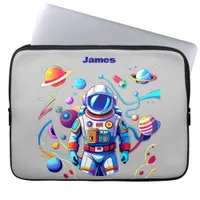 Colorful Astronaut and Univers in Bold Colors Laptop Sleeve