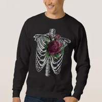 Vintage Gothic Burgundy Floral Skeleton Sweatshirt