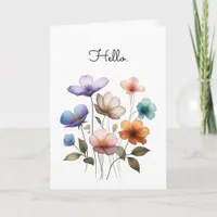 Pastel Flowers Watercolor Illustration Customize  Card