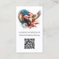 *~* QR AP16 American Flag PHOTO Bald Eagle  Business Card