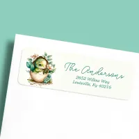 Floral Dinosaur Egg Watercolor Return Address Label