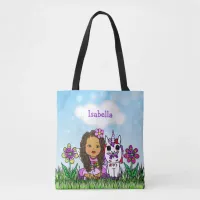 Personalized Unicorn and Fairy Purple Tote Bag