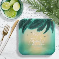 Tropical Isle Sunrise Wedding Teal ID581 Paper Plates