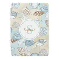 Seashells Monogram Beach Coastal Pattern iPad Pro Cover