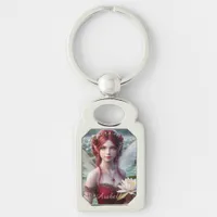 Beautiful July Fairy in Water Lilies Keychain