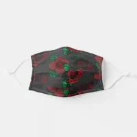 Stylish Red Doodle Roses Pattern Adult Cloth Face Mask