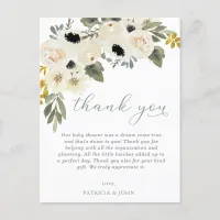 Baby in Bloom Ivory Floral Baby Shower Thank You Postcard