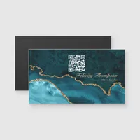 Turquoise - Teal and Gold Agate QR Code