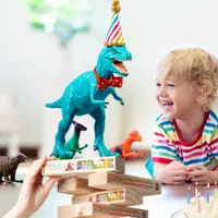 DINOMITE Dinosaur Birthday Party Custom Name Photo Topple Tower