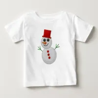 Cute Faux Felt Red White Snowman Baby T-Shirt