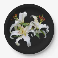 Elegant Casablanca White Oriental Lilies Paper Plates