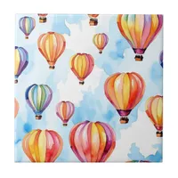 Colorful Hot Air Balloons Ceramic Tile