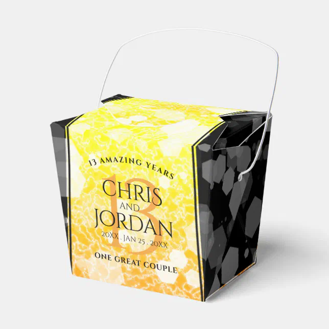 Elegant 13th Citrine Wedding Anniversary Favor Boxes