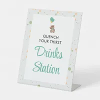 Cute Baby Shower Teddy Bear Balloon Drink Station Pedestal Sign