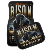 Journey of a Farmer Tending to Majestic Bison Car Floor Mat