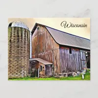 Wisconsin Red Barn Farm  Postcard