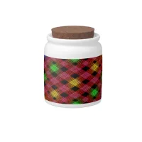 Gingham Check Multicolored Pattern Candy Jar