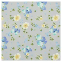 Yellow Buttercups and Blue Iris Fabric