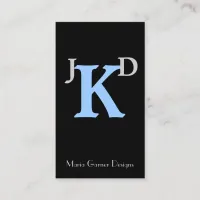 Customizable Blue Monogram Business Cards