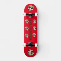 Cute Kawaii Army Camouflage Monogram on Red | Skateboard