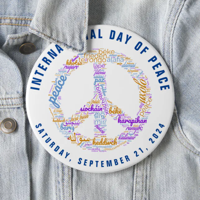 World Peace Day Peace Sign Word Cloud Button