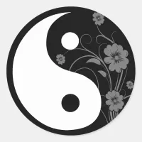 Yin Yang Black Floral Sticker